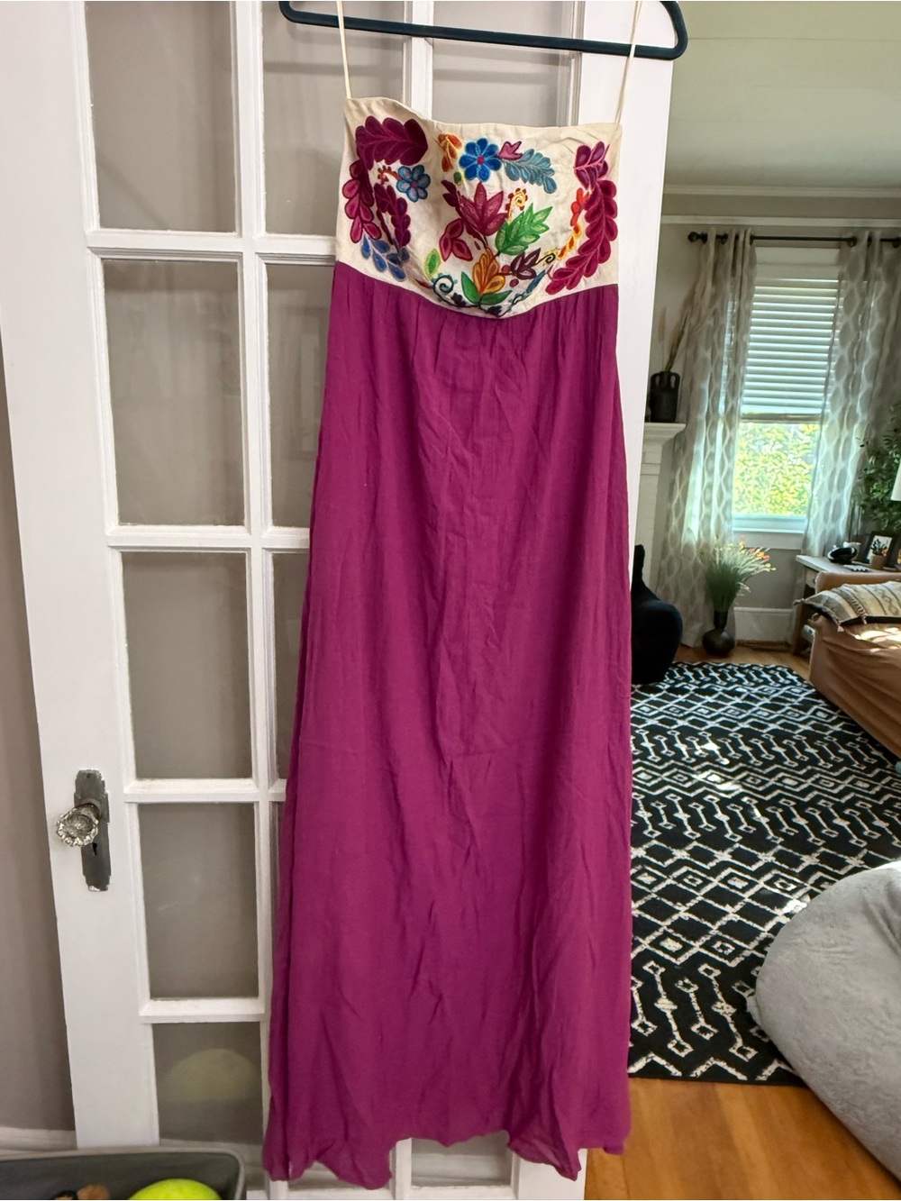 JudithMarch Strapless Embroidered Bust Fuchsia Maxi Dress